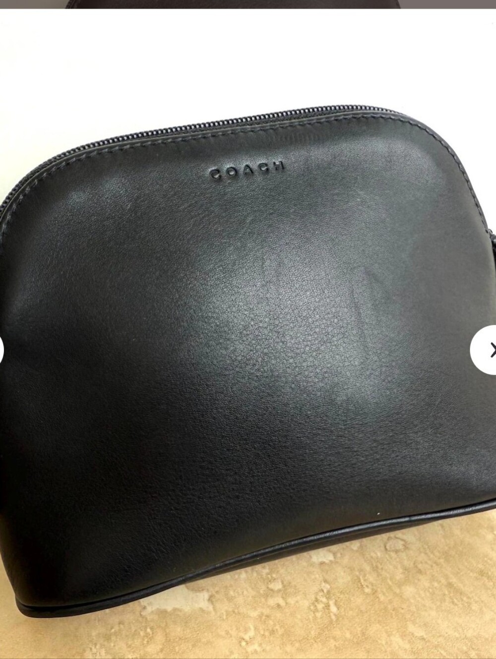 Coach Black Leather Dome Cosmetic Bag Vintage
